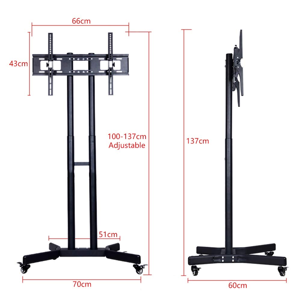 Meuble TV Cantilever pour TV 32" - 65", Support d'écran Pivotant Réglable en Hauteur avec roulettes et Gestion des Câbles - Vesa 600X400 Mm Supporte 45 Kg / 99 Lbs Beautiful Scenery