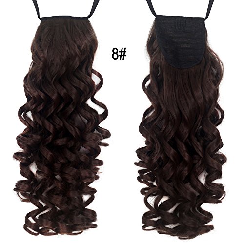 Miss U Hair 18"/45cm Women Long Screw Curly Drawstring Ribbon Ponytails Hairpiece Hair Extensions Wigs (8# Chestnut Brown)