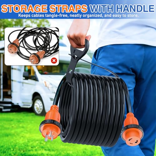 Image of Nilight 30 Amp 50FT Generator Extension Cord 3 Prong Shore Power Cords with Locking Waterproof NEMA L5-30P L5-30R Cable Heavy Duty 10AWG ETL Listed for RV Marine Boat Generators Outdoor Use