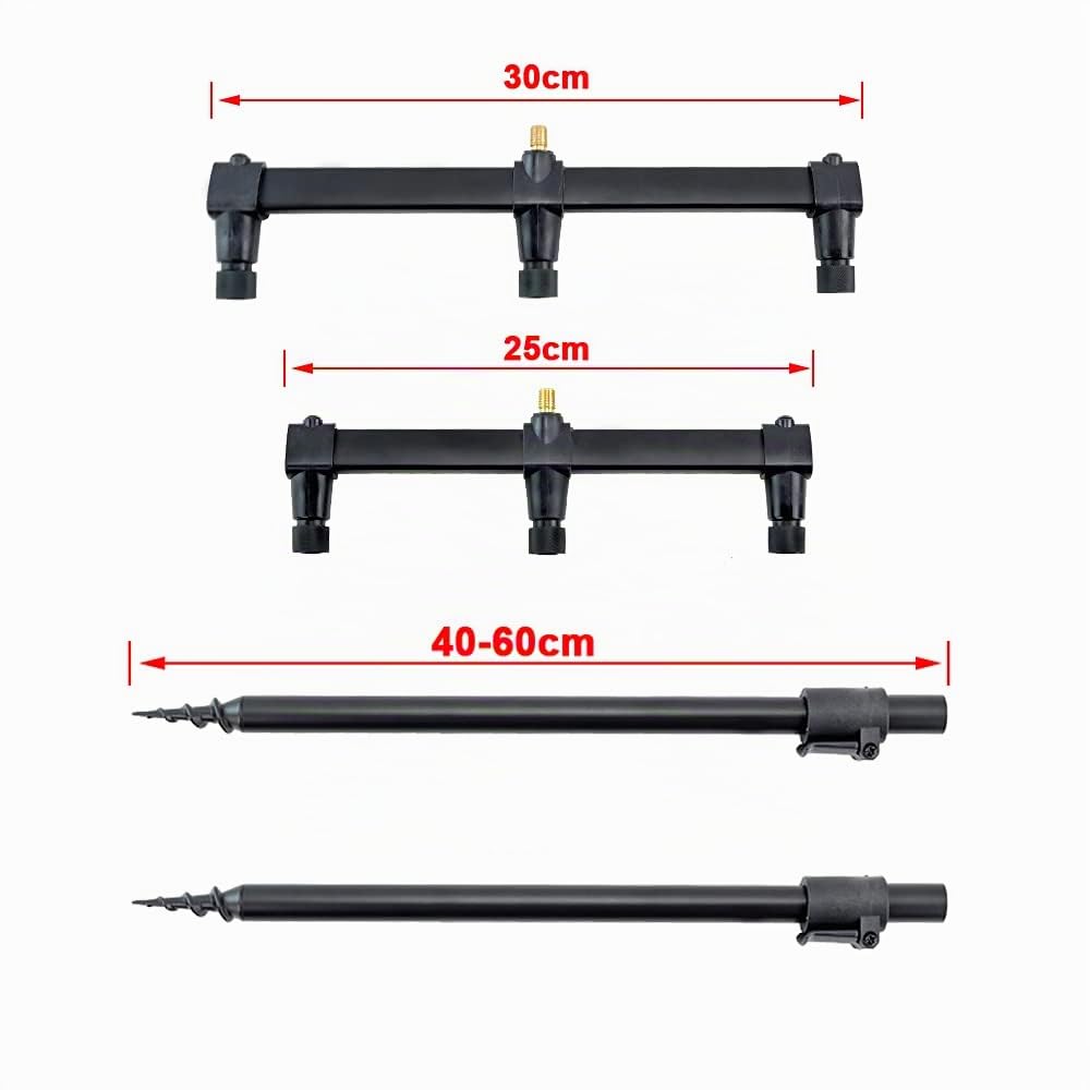 Hirisi Tackle Aluminium-Rutenauflagenset für 3 Angelruten mit Banksticks und Buzz Bar (40-60)