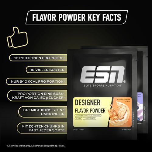 ESN Designer Flavor Powder, Probenbundle, 6 x 30 g Sample, Geschmackspulver zum Süßen, ohne viel Zucker und Kalorien - made in Germany