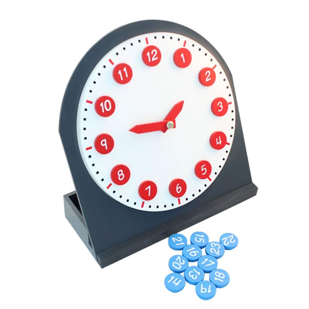 ttnmrc Montessori Learning Clock with 12/24 Hour Number Tiles, Kids Educational Time Teaching Clock Model