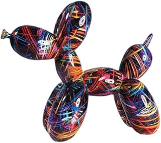 Balloon Dog Sculpture, Resin Creative Animal Figurine Balloon Dog Statue Modern Desktop Decoration for Home Bedroom Living Room, C