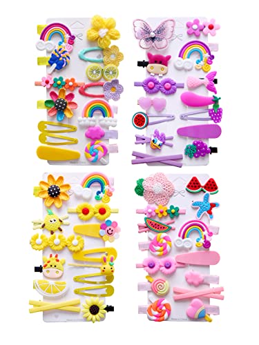 56Pcs Toddler Girls Hair Accessories, Baby Hair Clips, Hair Pin, Barrettes For Girls,Kids Hair Clips For Styling, Rainbow Flower Candy Fruits Butterfly Set Cute Hair Clips For Girls #TOP28