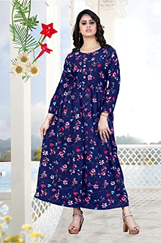 Image of H.E HAMZA ENTERPRISER Printed Crepe Material Brown Western Dress For Women