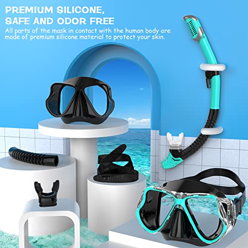 image for Greatever Dry Snorkel Set,Panoramic Wide View,Anti-Fog Scuba Diving Ma