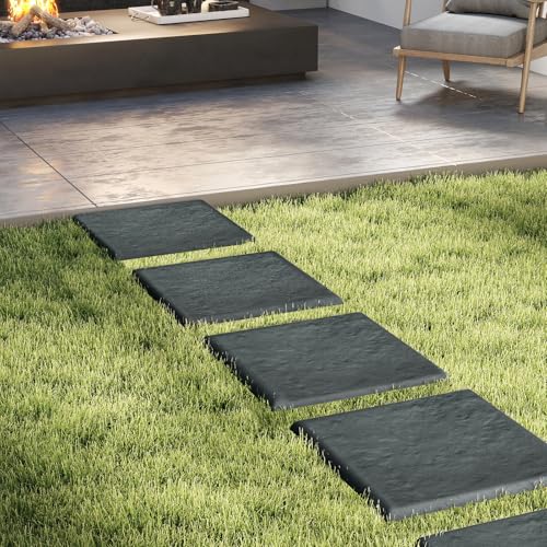 FANTASK Trittsteine für Garten, Gehwegplatten aus Polypropylen, Gartenplatten für Rasen, Beet & Wege, 39,5 x 39,5 cm