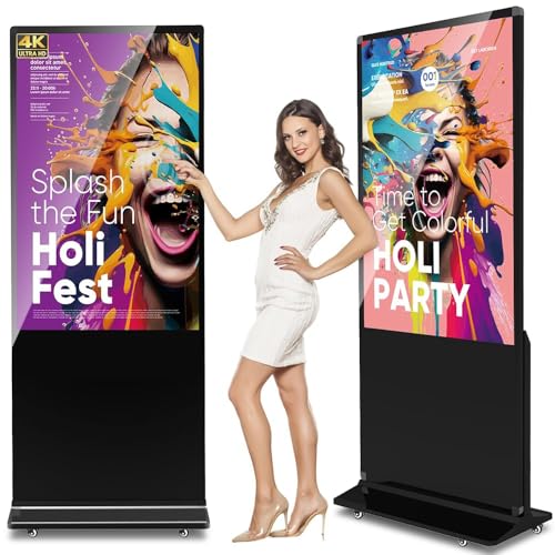 Image of 55 inch Digital Signage Display, 4K 2160P LCD Touchscreen Indoor Floor Standing Digital Kiosk, Auto Media Player Advertising Display Poster with Android OS Remote Control, HDMI /WiFi /USB