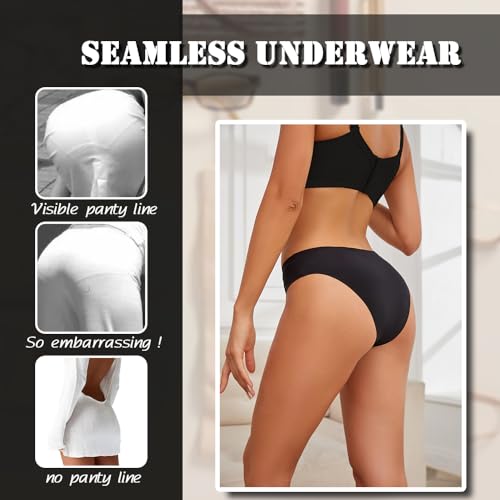 Image of OJCNBV Seamless Underwear for Women No Show Panties Invisibles Briefs Soft Stretch Bikini Underwears 6 Pack