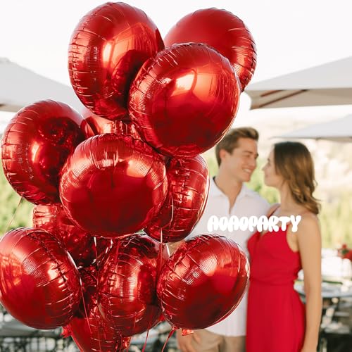 Image of 25Pcs Red Round Shaped Helium Foil Mylar Balloons 18 Inch for Birthday Wedding Anniversary Engagement Party Decorations Supplies