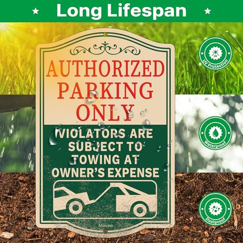 Authorized Parking Only Sign Violators Subject to Towing at Owner’s Expense 18” x 12” No Parking Signs Will Be Towed, Rust-Free Aluminum Private Parking Sign, Weatherproof, 2 Pack - Thumbnail 3
