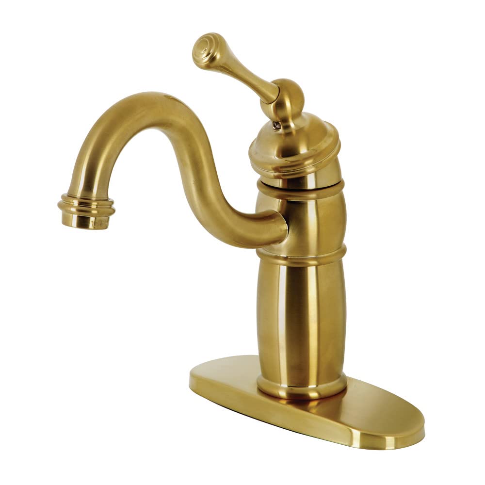Kingston Brass KB1487BL Vintage Tek Kollu Monoblok Bar Musluğu, Fırçalanmış Pirinç