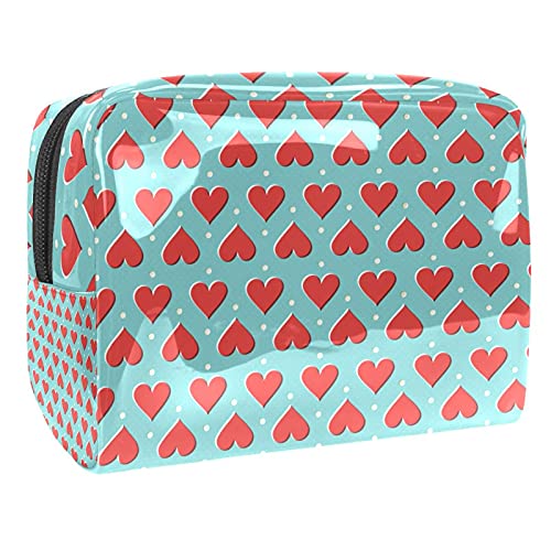 Trousse de toilette Saint-Valentin rouge et multicolore 18.5x7.5x13cm pour ranger le maquillage