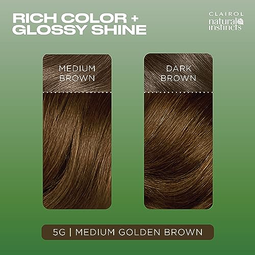 Image of Clairol Natural Instincts Demi-Permanent Hair Dye, 5G Medium Golden Brown | Ammonia‑Free, Vegan Hair Color with Coconut Oil & Aloe Vera | Pack of 3