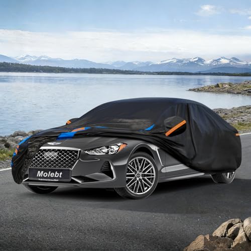 Image of Custom Fit Car Cover for Genesis G70 (2017-2026), Upgraded Waterproof All Weather Outdoor Auto Cover with Driver Door Zipper & Mirror Pockets, UV /Snow /Dust Protection