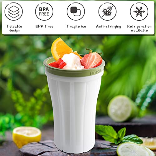 FONDUO Slushy Maker Cup Slush Ice Becher Selber Machen Smoothie aus Silikon Cooling mit Wasserstandslinie DIY Cups für Kinder Und Familie (Grün) – Bild 7