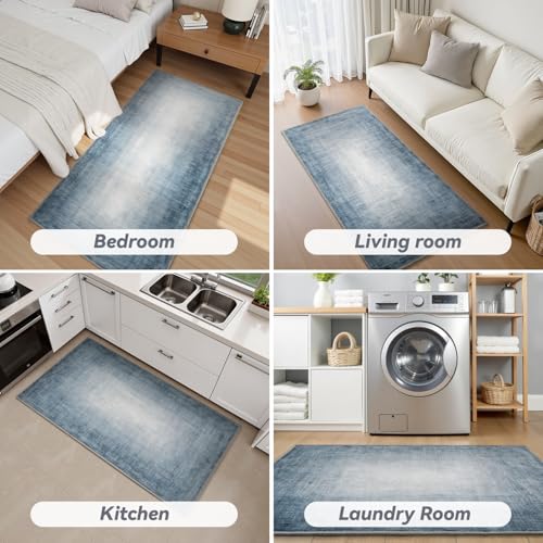 SIXHOME Abstract Rugs Living Room 80 * 150cm, Washable Area Rug for Bedroom with Non-Slip Backing and Durable Edge Binding, Minimalist Carpet for Living Room, Bedroom, Modern Home Deco Mat, Blue - Cosy Home Interiors SIXHOME Abstract Rugs Living Room 80 * 150cm, Washable Area Rug for Bedroom with Non-Slip Backing and Durable Edge Binding, Minimalist Carpet for Living Room, Bedroom, Modern Home Deco Mat, Blue - Image 7