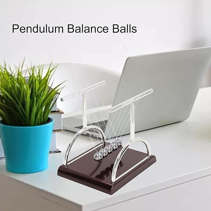 KANVIPRIYA Newton Cradle Pendulum-Metal Perpetual Motion Toy & Swing Balance Collision Ball Figurine with Polished Plastic Base & Nylon Strings for Office Classic Desk Toy 1