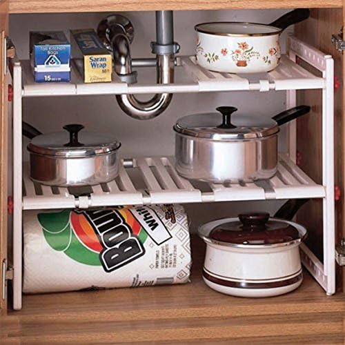 Adjustable & Expandable Under Sink 2-Tier Storage Shelf