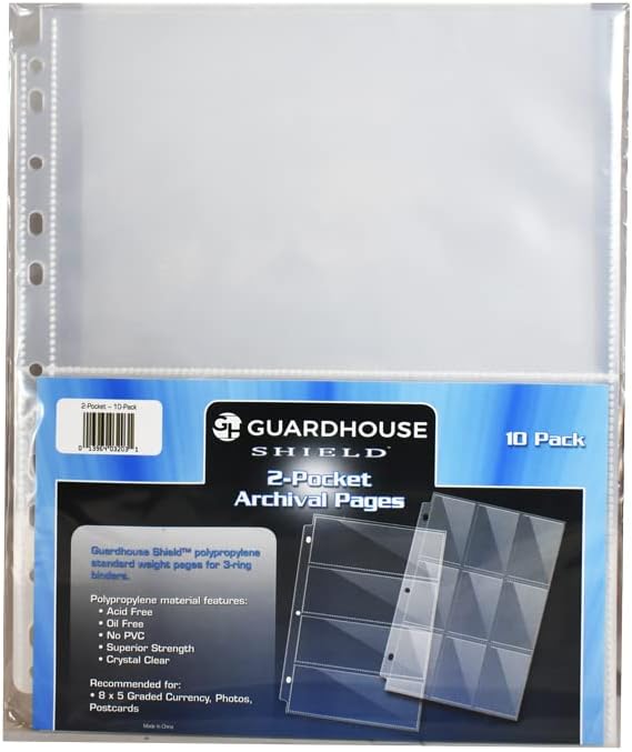 GuardHouse Shield 2 Pocket Currency Storage Pages for Graded Bills