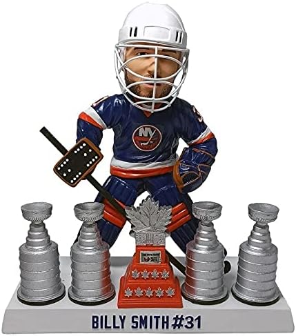 NY Islanders Billy Smith with 4 Stanley Cups and The Conn Smythe Trophy Bobblehead