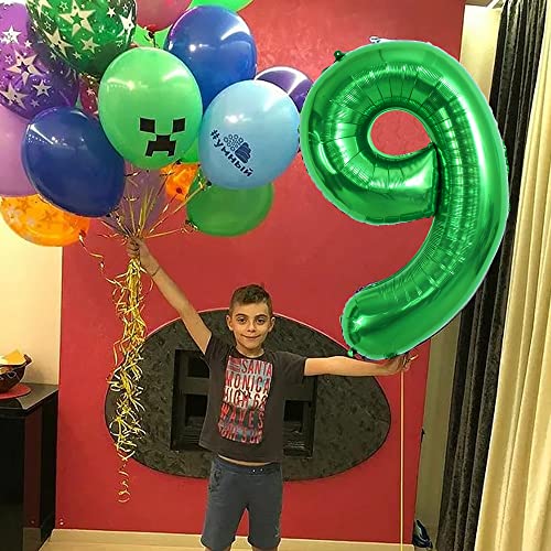 Image of TONIFUL 40 Inch Dark Green Large Numbers Balloon 0-9 Birthday Party Decorations,Foil Mylar Big Number 9 Balloon Digital 9 for Birthday Party,Wedding, Bridal Shower Engagement Photo Shoot, Anniversary
