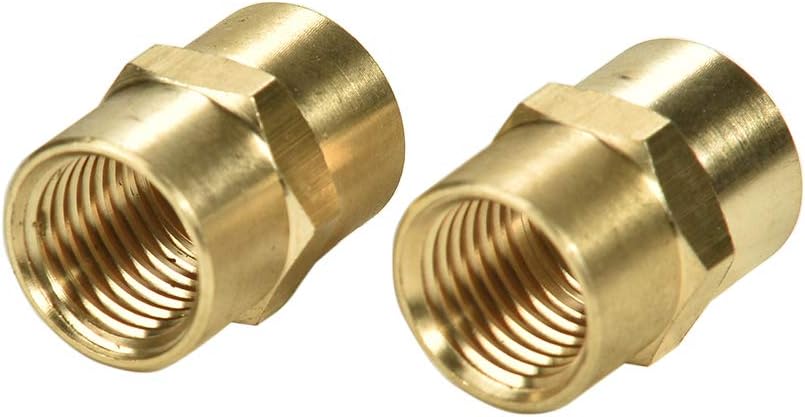 REGNHLIF Sanpaint 2 Pack 1/4" x 1/4" NPT Coupler, Brass Female Pipe Fitting (1/4" x 1/4" NPT Female, 2)