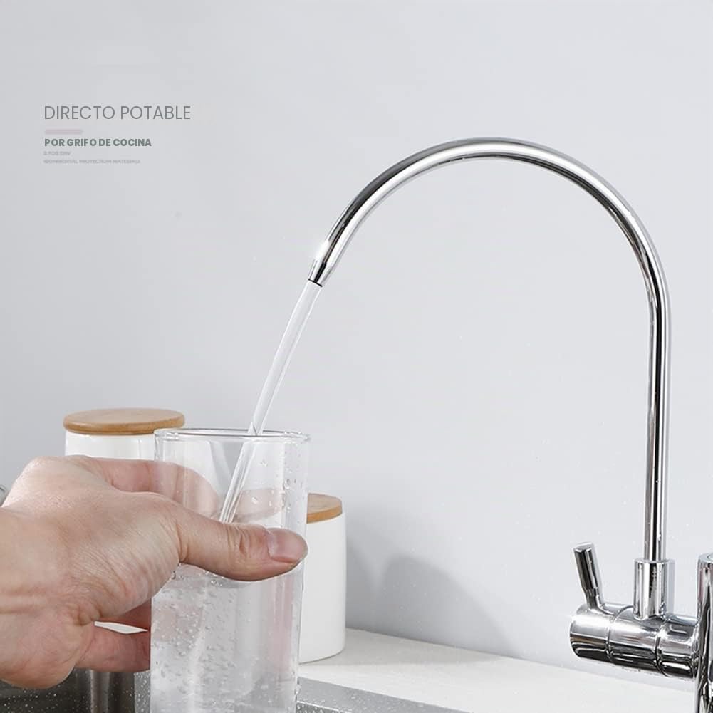 Grifos de Cocina de 4 vías Ósmosis con Grifo de Filtro de Agua Potable, 4 en 1 Grifo de Filtro Mezclador de Cocina, Giratorio de 360 Grados, manija Doble de latón Macizo (Color : Chrome)