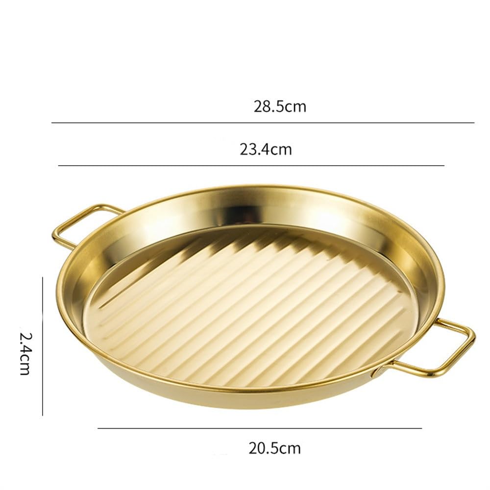 Plato de comedor de metal, doble oreja de acero inoxidable para mariscos y filetes, ideal para fiestas y reuniones