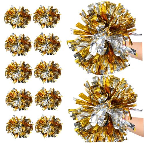Pompons Métalliques de Cheerleading avec Anneaux : Lot de 12 Pièces pour Danse et Équipes