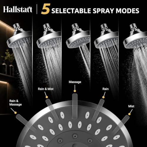 Image of Hallstatt 20 Stage Showerhead Filter | 5 Spray Modes, Water Saving Design, Reduce Hair Fall, Protects Skin, Remove Chlorine and Harmful Chemicals