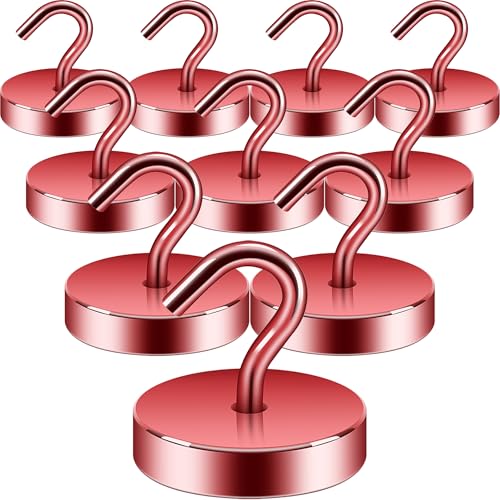 Image of Neosmuk Magnetic Hooks Steel Tube Design for Cruise,100lb+ Red,10 Pack | Cruise Ship Essentials,Heavy Duty Magnett Hooks for Cabins, Refrigerator, Grill, Hanging, and Travel Extra Strong Must-Haves