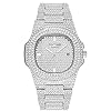 PINTIME Luxury Mens/Womens Unisex Diamond Watch Bling Iced-Out Watch Oblong Wristwatch Crystal Quartz Watch