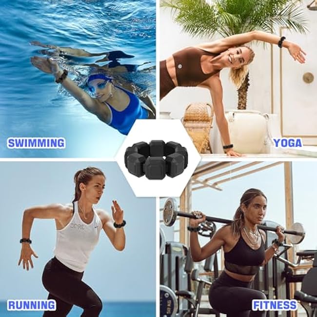 Silicone Weight Bearing Bracelets, 0.33lb x 1 Pair for Women and Kids, lightweight Wrist£¦Ankle Weights with Elastic String, Portable Mini Excercise Wrist Weights for Walking,Running,Yoga,Dance,Gymnastics and Aerobics - Black