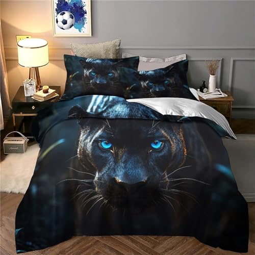 Imprimé 3D Panthère Noire Housse de Couette 140x200 microfibre - 6