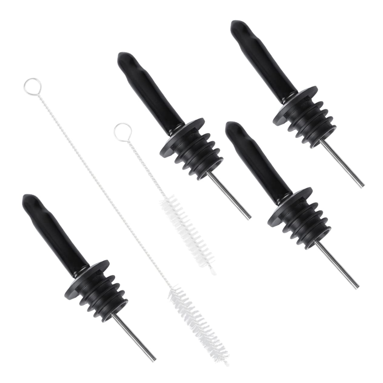 Ciieeo 1 Set Stainless Steel Wine Pourer and Stopper Set with Silicone Caps Cocktail Pourer Bottle Stopper Brushes for Smooth Pouring and Strong Airtightness for Home Bar Use