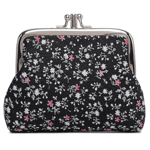 Image of Cute Floral Buckle Coin Purses Vintage Pouch Kiss-lock Change Purse Wallets