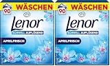 LENOR Pulverwaschmittel Universal Aprilfrisch 90 Waschladungen, Extra Geruchsabwehr Und Lang Anhaltende Frische (Packung mit 2)