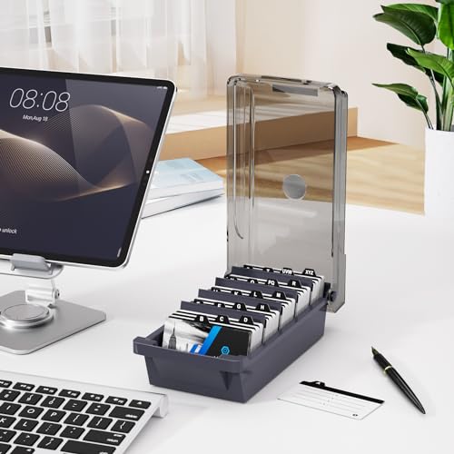 Maxgear MAXGEAR-BUSINESS-CARD-BOX-500-GRAY Business Card Holder For Desk, Business Card Case Organizer, Credit Card Holder File thumb #5