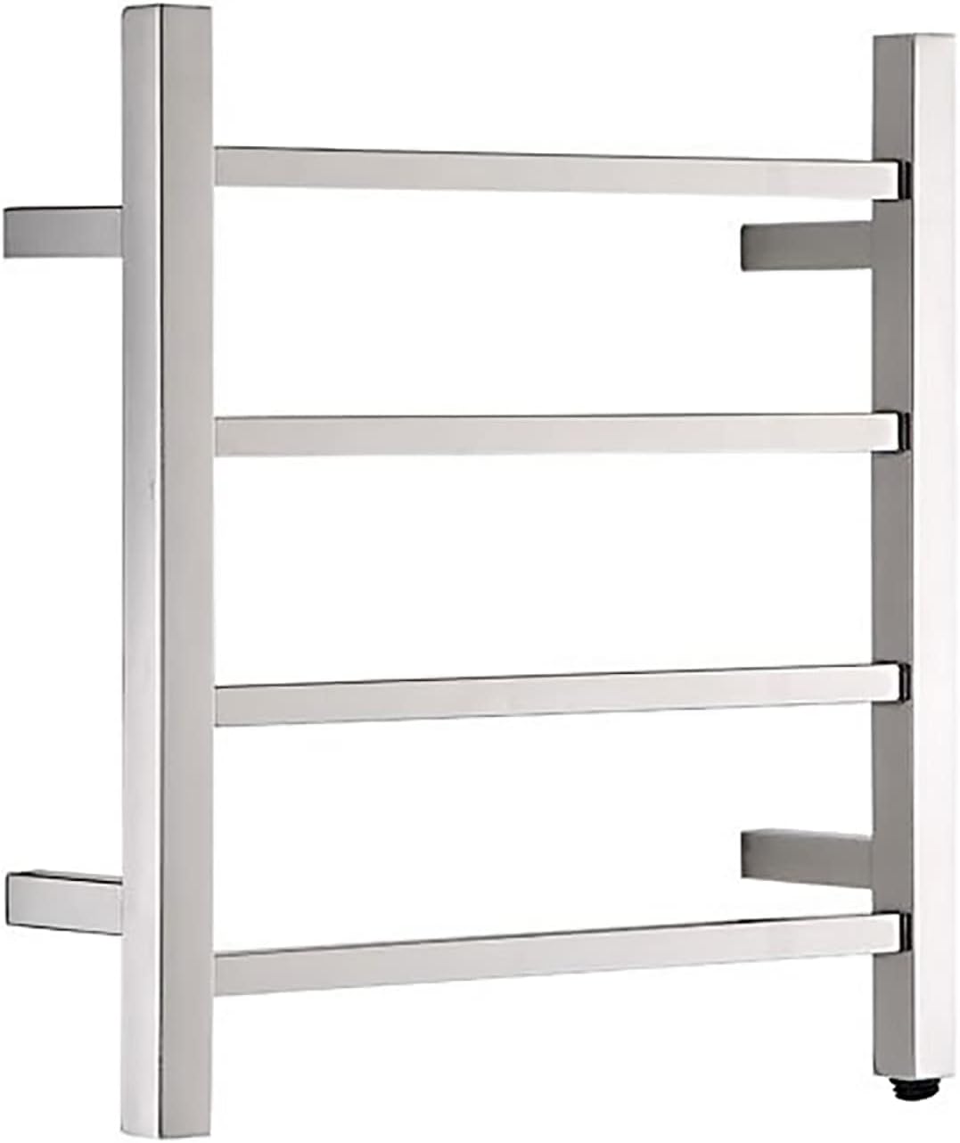 Small Electric Towel Warmer Wall-Mounted Heated Towel Warmer Racks with 4 Square Bars Electric Towel Rack Stainless Steel Heated Towel Rails Plug-in Towel Dryer (Chrome)