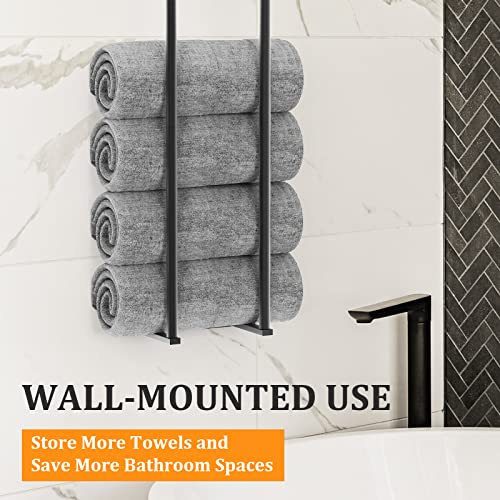 Birosnsy Towel Racks For Bathroom Wall Mounted Rolled Towel Holders Towel Storage Organizer For Small Bathroom Mounted Towel Rack Holds Hand Towels Robes Towels Washcloths In Bathroom/Rv/Camper Black #TOP5