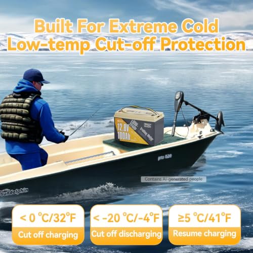 Power Queen 12V 100Ah Trolling Motor LiFePO4 Battery, Group 31 Lithium Battery with Low Temp Protection, Grade A Battery Cell, Up to 15000+ Deep Cycles for Bassboat, Kayak, Yatch,RV, Off Grid — view 3