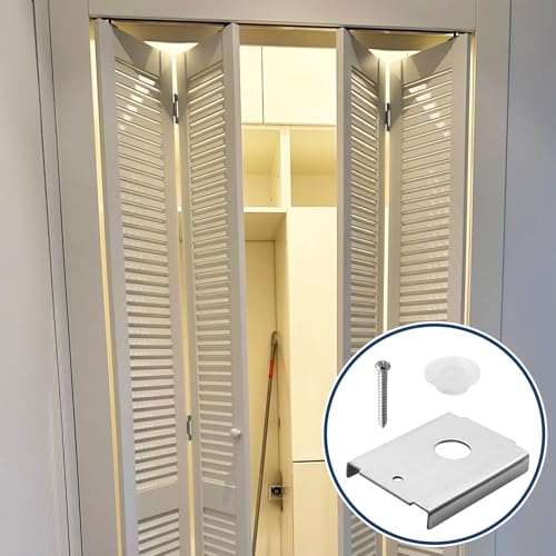 Kit de reparación para puertas plegables Bi-fold, soporte de reparación superior o inferior para puertas de madera de 1-3/8 pulgadas, compatible con perno pivotante de 7/16 pulgadas, fabricado en acero inoxidable miniatura 7