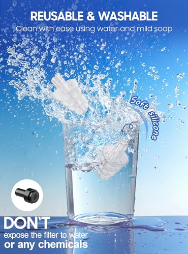 Image of Ear Plugs for Airplane Pressure Relief, 2 Pairs Adults Soft Silicone Reusable Airplane Earplugs 26dB, with Silicone Connector Cord, Travel Essentials for Flying, Ear Protection Earplugs for Plane
