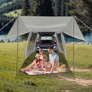 Versatile Car Tent SUV Tent 4-6 Persons Family Camping Tent for Vehicle,285x240x195cm,SUV Tailgate Attachement Waterproof Rainfly Screen Room,with Porch Extension Tailgate Awning and Storage Bags