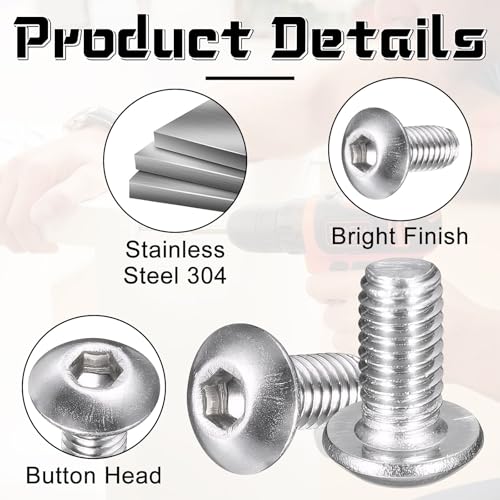 Gewindeschrauben und Linsenkopfschrauben - Hochwertige Inbusschrauben aus Edelstahl 304 mit Rundkopf und Unterlegscheibe - Langlebige,korrosionsbeständige, rostfreie und präzise ISK-Schrauben