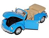 Modell ist Neu und OVP Welly VW Volkswagen KÄfer Old Beetle Blau Cabrio 1/24 Modellauto Modell Auto