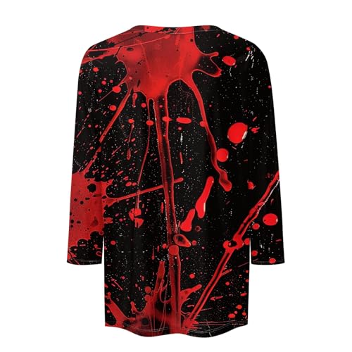 Cute Funny Halloween Shirts for Women Plus Size 3/4 Length Long Sleeve Womens Tops Witch Gothic Renaissance Shirt