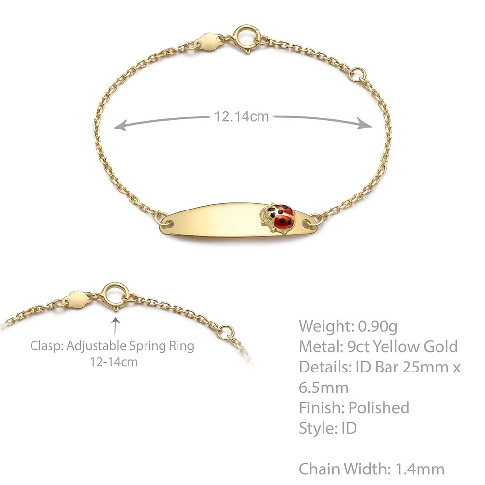 Carissima Pulsera esclava Infantil en Oro Amarillo de 9 Quilates con Mariquita