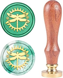 CRASPIRE Wax Seal Stamp Wolf Animal Sealing Wax Golden Wax Seal 25mm Removable Brass Head Natural Wood Handle for Envelope Invitation Wedding Embellishment Letters Decoration Gift